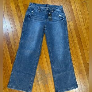 Flamingals Women's Casual Mid-Waist Wide-Leg Jeans MH7 Navy Blue XL NWT